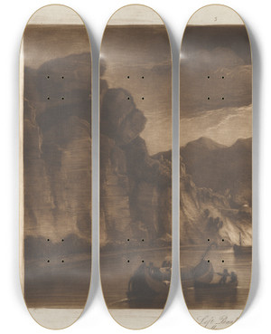 Triptych art skateboard deck of George Arnald Left Bank Meuse_1 by George Arnald (1763-1841)