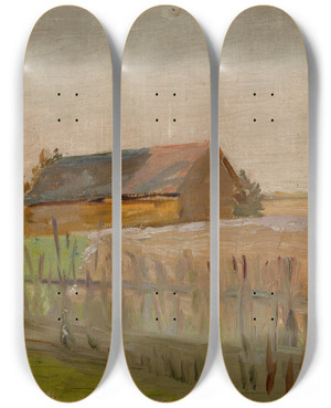 Triptych art skateboard deck of Jan Cigliski Evening_3 by Jan Ciaglinski (1858-1913)
