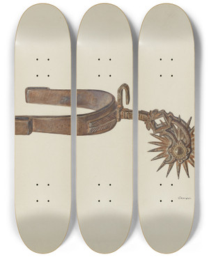 Triptych art skateboard deck of George E Rhone Spur_1 by George E Rhone