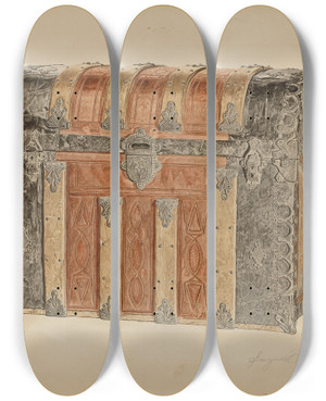 Triptych art skateboard deck of Georgine E Mason Trunk by Georgine E Mason