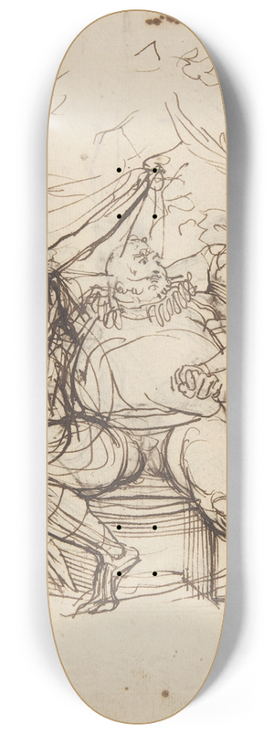 Henry Fuseli - Falstaff with Mrs. Ford and Mrs. Page (Shakespeare, The Merry Wives of Windsor, Act 5, Scene 5) 8.25 inch art skate deck