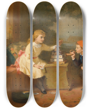 Triptych art skateboard deck of George Bernard Oneill Storming The Castle by George Bernard Oneill (1828-1917)