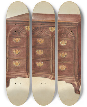 Triptych art skateboard deck of Gilbert Sackerman Chest Of Drawers by Gilbert Sackerman (20-)