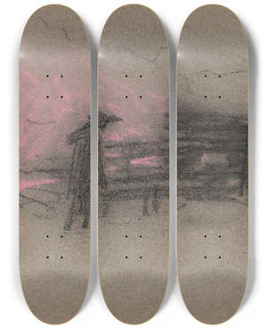 Triptych art skateboard deck of Eero Jrnefelt Untitled_12 by Eero Jarnefelt (1863-1937)