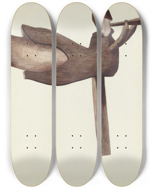 Triptych art skateboard deck of Mildred E Bent Weather Vane by Mildred E Bent