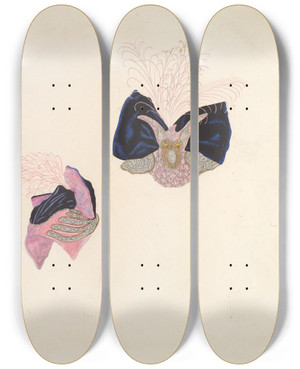 Triptych art skateboard deck of Joseph L Boyd Hat by Joseph L Boyd (20-)