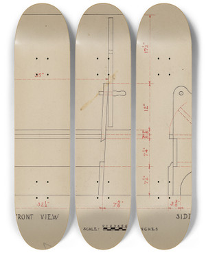 Triptych art skateboard deck of B Holstgrubbe Settletable by B. Holst-Grubbe