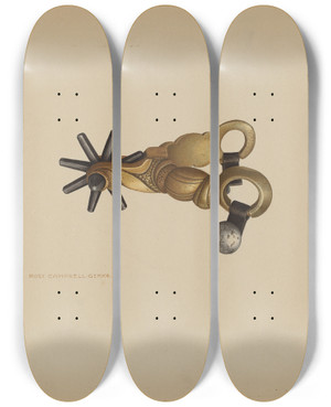 Triptych art skateboard deck of Rose Campbellgerke Spur_2 by Rose Campbell Gerke (1882)