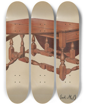 Triptych art skateboard deck of Jack Bochner Table by Jack Bochner