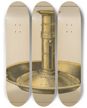 Triptych art skateboard deck of Albert Camilli Candlestick by Albert Camilli