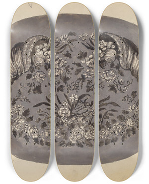 Triptych art skateboard deck of Gilbert Sackerman Bandbox Cover by Gilbert Sackerman (20-)