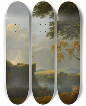 Triptych art skateboard deck of Richard Wilson The White Monk_1 by Richard Wilson (1714-1782)