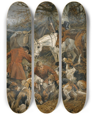 Triptych art skateboard deck of John Emms Gone To Earth by John Emms (1843-1912)