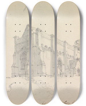 Triptych art skateboard deck of James Moore St Catherines Chapel Abbotsbury Dorset England by James Moore (1762-1799)