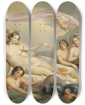 Triptych art skateboard deck of Berndt Abraham Godenhjelm Galateas Triumph by Berndt Abraham Godenhjelm (1799-1881)