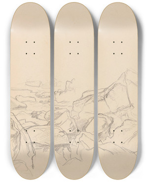 Triptych art skateboard deck of Hans Gude Steiner by Hans Gude (1825-1903)