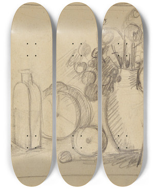 Triptych art skateboard deck of Anny Dollschein Stillleben by Anny Dollschein (1893-1946)