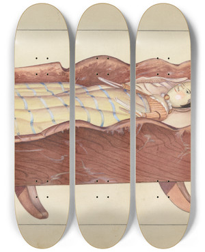 Triptych art skateboard deck of Anna Aloisi Cradle by Anna Aloisi