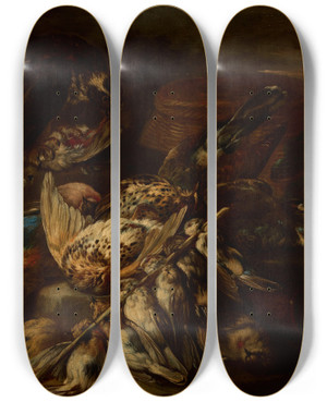 Triptych art skateboard deck of Baldassarre De Caro Still Life by Baldassarre De Caro (1689-1750)