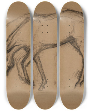 Triptych art skateboard deck of Edgar Degas Aprs La Course Cheval Rentrant Au Pesage by Edgar Degas (1834-1917)