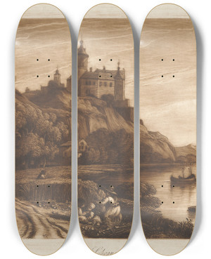 Triptych art skateboard deck of George Arnald Choquer_2 by George Arnald (1763-1841)