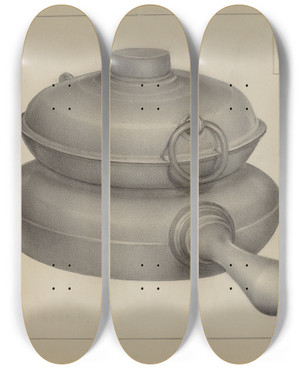 Triptych art skateboard deck of Arsen Maralian Pewter Pan by Arsen Maralian