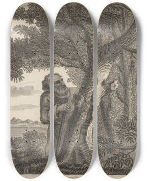 Triptych art skateboard deck of John Wootton Fable Xv The Philosopher And The Pheasants by John Wootton (1686-1765)