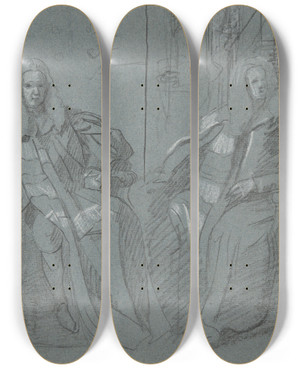 Triptych art skateboard deck of John Singleton Copley Earl Ofmansfield by John Singleton Copley (1738-1815)
