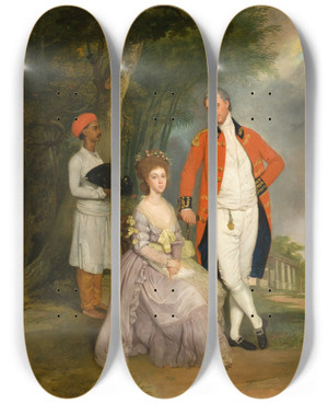 Triptych art skateboard deck of Arthur William Devis The Hon William Monson And His Wife Ann Debonnaire by Arthur William Devis (1762-1822)