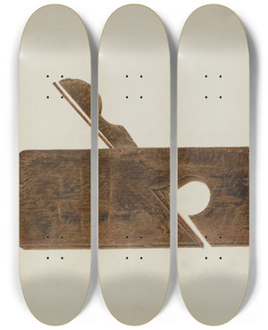Triptych art skateboard deck of Max Unger Plane by Max Unger