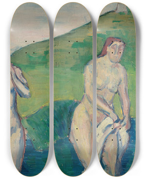 Triptych art skateboard deck of Emile Bernard Baigneuses by Emile Bernard (1868-1941)