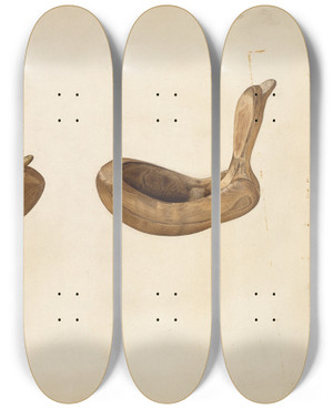 Triptych art skateboard deck of Edward Digennero Snuff Box by Edward Digennero