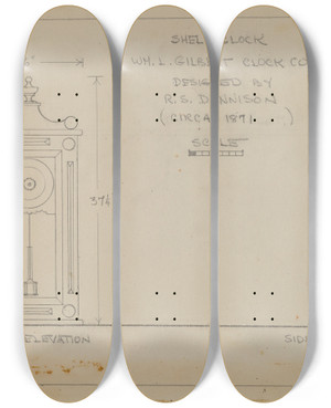 Triptych art skateboard deck of Lawrence Phillips Clock_13 by Lawrence Phillips