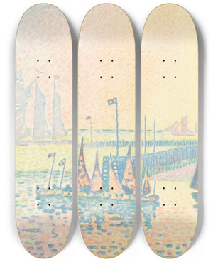 Triptych art skateboard deck of Paul Signac Evening Le Soir by Paul Signac (1863-1935)