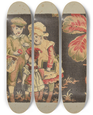 Triptych art skateboard deck of Pearl Gibbo Printed Cotton by Pearl Gibbo