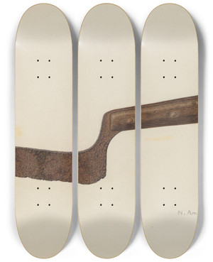 Triptych art skateboard deck of Nicholas Amantea Chopping Knife_4 by Nicholas Amantea (1900-1978)