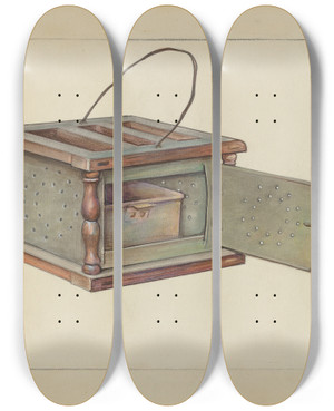 Triptych art skateboard deck of Lawrence Phillips Foot Warmer by Lawrence Phillips