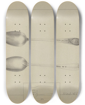 Triptych art skateboard deck of Charlotte Winter Silver Spoon_18 by Charlotte Winter (20-)