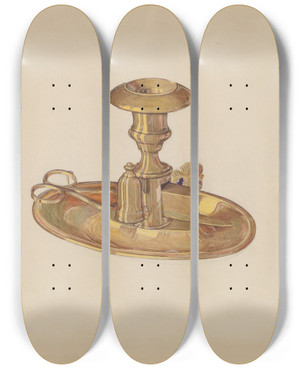 Triptych art skateboard deck of Dorothy Posten Candlestick_1 by Dorothy Posten