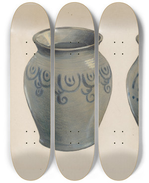 Triptych art skateboard deck of Fred Weiss Stoneware Vase_2 by Fred Weiss