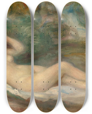 Triptych art skateboard deck of Pierreauguste Renoir Tude De Nu by Pierre-Auguste Renoir (1841-1919)