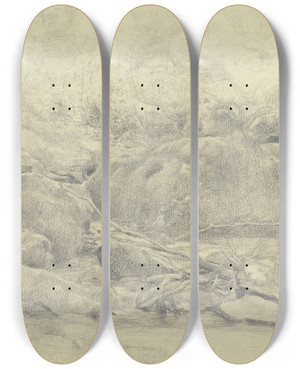 Triptych art skateboard deck of Peter Burnitz Waldbach by Peter Burnitz (1824-1886)