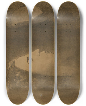 Triptych art skateboard deck of Odilon Redon Ophlie by Odilon Redon (1840-1916)