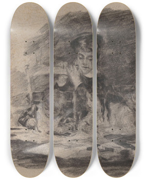 Triptych art skateboard deck of James Ensor The Master Painter by James Ensor (1860-1949)