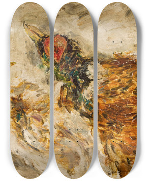 Triptych art skateboard deck of Tadeusz Makowski Ptaki by Tadeusz Makowski (1882-1932)