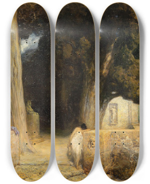 Triptych art skateboard deck of Ferdinand Keller Sappho by Ferdinand Keller (1842-1922)