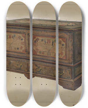 Triptych art skateboard deck of Francis Borelli Pa German Dower Chest_1 by Francis Borelli