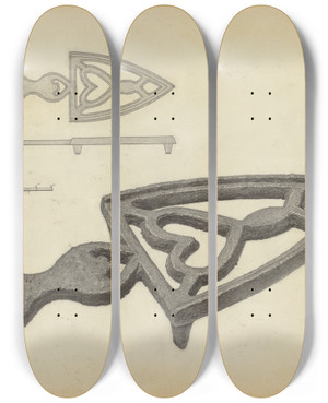 Triptych art skateboard deck of Bernard Westmacott Trivet by Bernard Westmacott