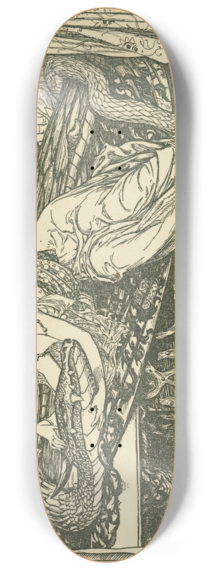 Henry Justice Ford - The beautiful woman soothes the serpent king. 8.25 inch art skate deck