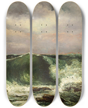 Triptych art skateboard deck of Gustave Courbet Waves by Gustave Courbet (1819-1877)